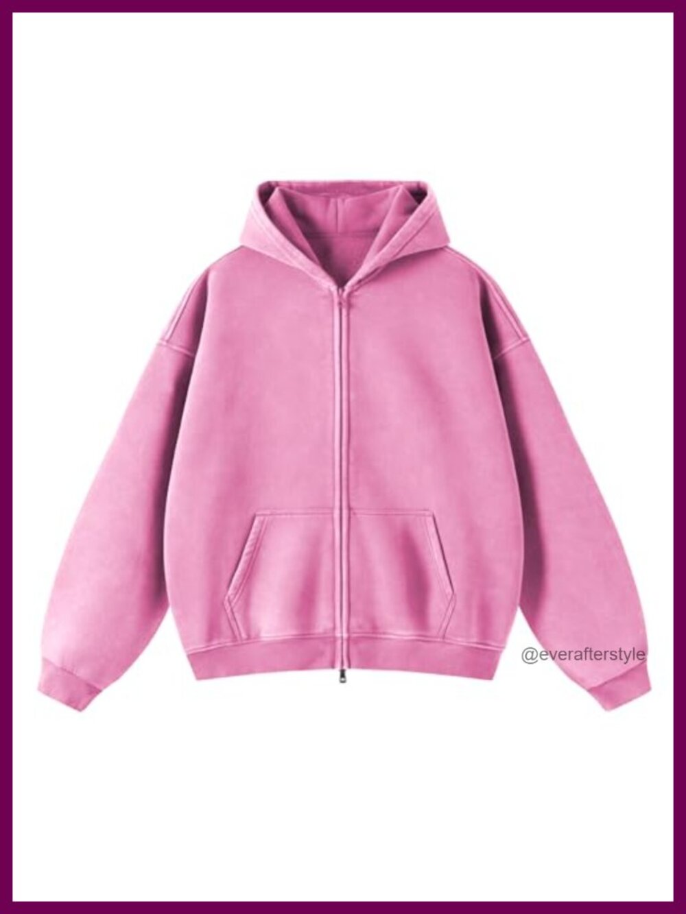Oversized Acid Wash Fleece Hoodie Double Zip Up Unisex Sweatshirt